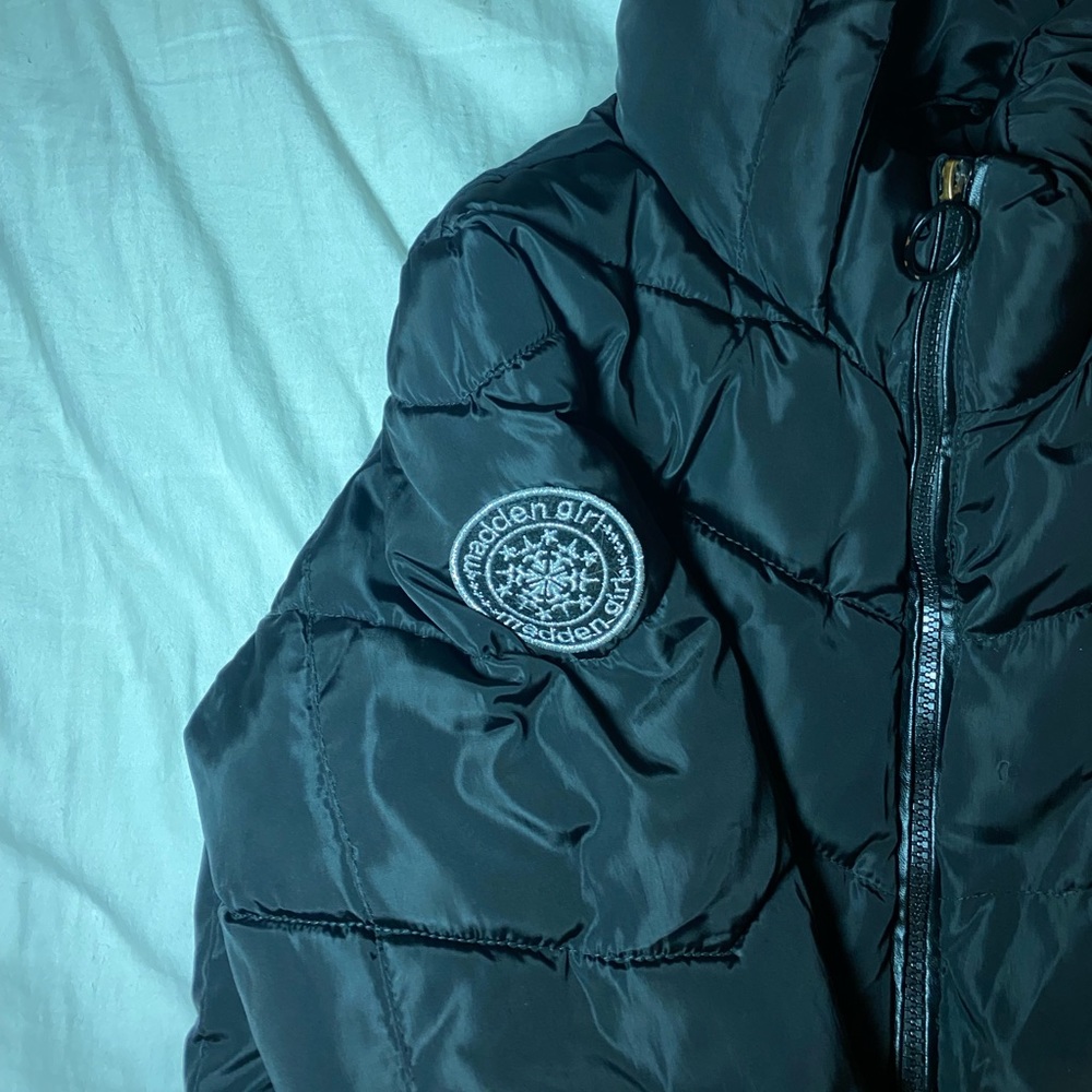 black madden girl puffer jacket with hood